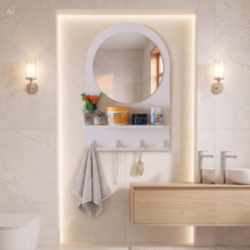 Miroir Rond avec étagère Ref 4848
